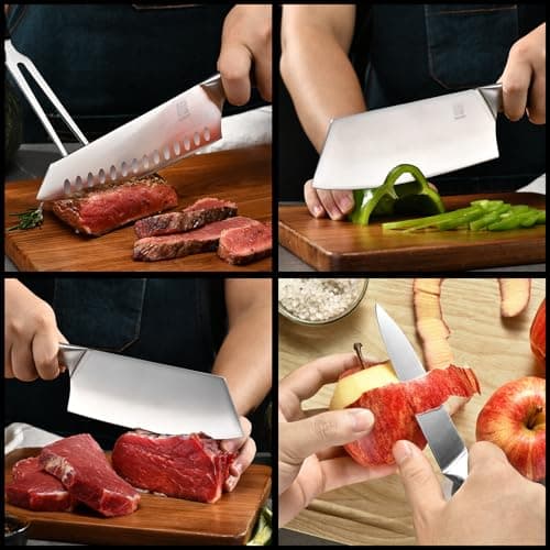 HAOCHUYI 3-Piece Professional Chef Knife Set - Ultra-Sharp Kitchen Knives with Ergonomic Steel Handle, Ideal for Home, Outdoor, Camping, BBQ, and Gifts for Men - Thumbnail 5