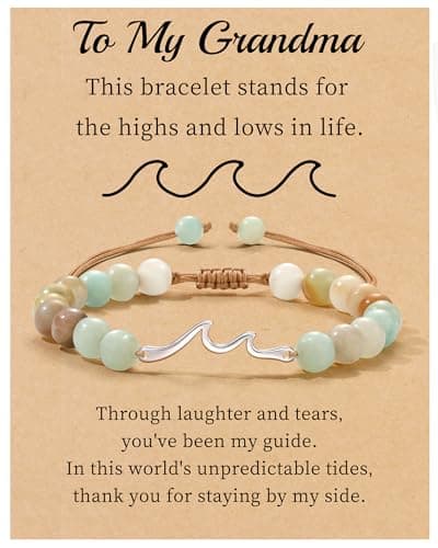 Sistble Valentines Day Gifts for Grandma, Grandma Birthday Gifts from Granddaughter Grandson Retirement Gift for Women Jasper Beaded Bracelets Handmade Braided Jewelry for Grandmother - Image 1