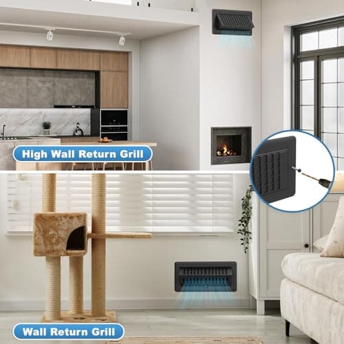 4x10 Floor Register with Vent Deflector, Adjustable Floor Vent Covers, Air Vent Deflector Includes Mounting Screws for Wall & Ceiling for Easy Install, 2 In 1 Vent Covers for Home Floor, Black, 2 Pack - Thumbnail 3