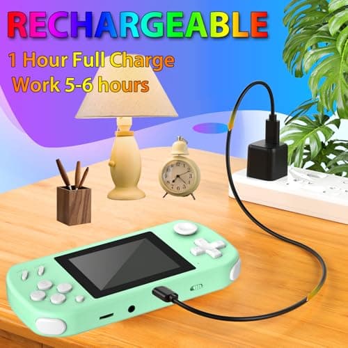 TEBIYOU Handheld Games for Kids Built-in 218 Video Games, Portable Kids Travel Toys for Ages 4-13 with Rechargeable Battery 3.0" HD Screen, Mini Gaming Player Birthday Gifts for Boys Girls (Cyan) - Thumbnail 3