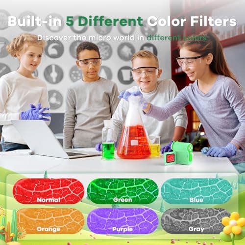 Hideal HP60 IPS Microscope for Kids: [Auto On & Off] [3-in-1] 2" Portable Handheld Microscope Miniscope, Pocket Mini Scope Educational Science Kit, Christmas Birthday Gifts for Kids, PC View, Green - Thumbnail 4