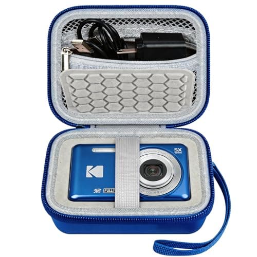 Comecase Hard Camera Case for KODAK PIXPRO FZ55 FZ45, Shockproof Digital Camera Bag with Accessory Mesh Pocket, Small Vlogging Camera Case, Portable Travel Carrying Pouch for All Ages, Blue - Image 1