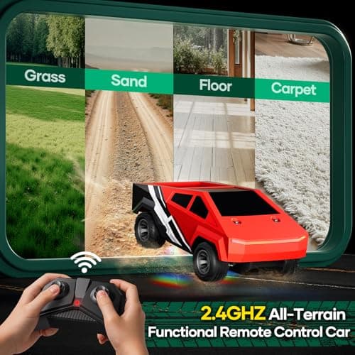 HOMETALL Remote Control Car RC Trucks - 2WD RC Truck Toy RC Cars for All Terrain, 1/24 Scale Pick-up Hobby Monster Truck Toys 2.4GHz Off-Road Vehicles Kids Gifts for Boys/Girls Age 3+, Red - Thumbnail 3