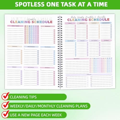 ADHD Cleaning Planner for Adults – Undated Daily, Weekly & Monthly Cleaning Schedule & Checklist – Household Chores Organizer Notebook for Home（2 pack） - Thumbnail 4