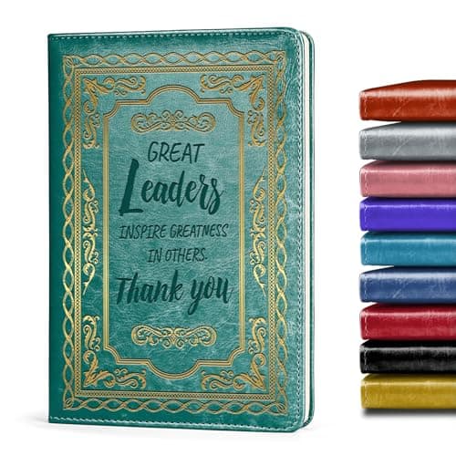 LBWCER Boss Appreciation Gift Mentor Gift Notebook Great Leaders Notebook Leader Supervisor PM Mentor Retirement Gift Coworker Farewell Leather Journal Notebooks (Great green) - Image 1