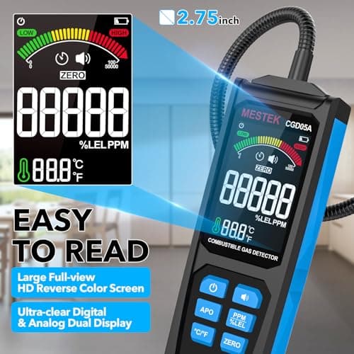 MESTEK Natural Gas Detector, Gas Leak Detector with Long Gooseneck, Locating The Source Like Propane, Methane, and Butane for Home and RV, Rechargeable - Thumbnail 5