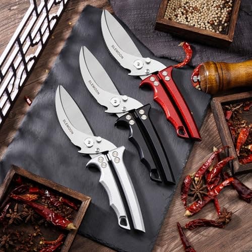 SLEMOON Heavy Duty Poultry Shears Meat Cutting Dishwasher Safe and Food Stainless Kitchen Shears Kitchen Scissors for Chicken Turkey Thanksgiving,Gift Box,silver - Thumbnail 6