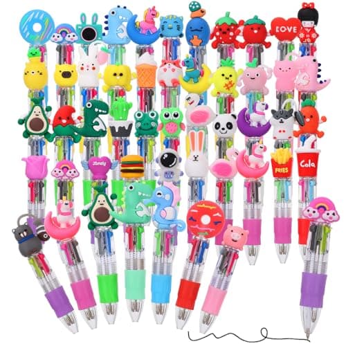 BESARME 48 Packs Multicolor Pen in One, 4-in-1 Fun Pens Cute Pens Bulk Easter Basket Stuffers Prize Gifts for Class Birthday Party Favors Goodie Bags Stuffers - Image 1