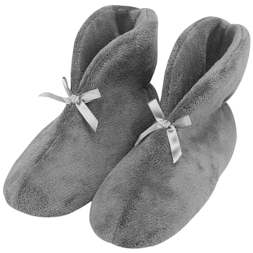 Slipper Boots, Forfoot Womens Slippers House Lightweight Winter Warm Slipper Booties Plush Bedroom Bootie Indoor Office Shoes Dark Grey US 9.5 - Image 1