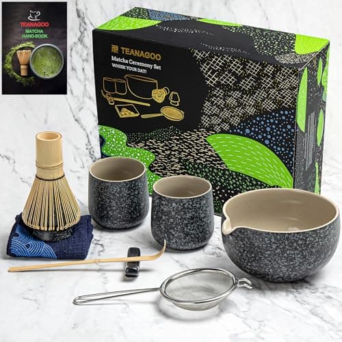 TEANAGOO 9 Pcs Matcha Whisk Set,Ceramic Matcha Set,Matcha Kit for Ceremony,Matcha Tea Set for Making Breakfast/Matcha Latte,Matcha Whisk and Bowl Set with 2 Matcha Cups(7.2oz),Gift for Matcha Lover - Image 1