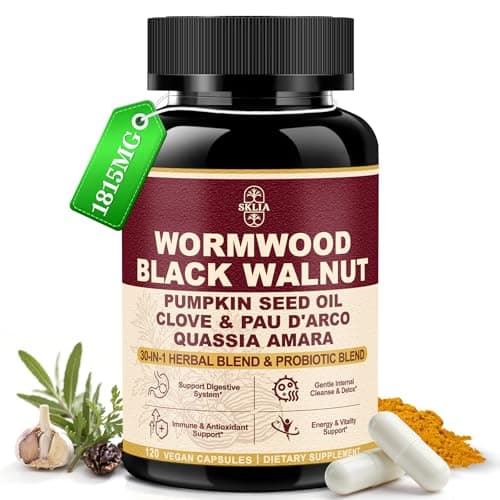 120CT 30-in-1 Liposomal Wormwood Black Walnut Clove Cleanse for Humans Capsules – Gut Cleanse & Digestive Support with Clove, Pumpkin Seed Oil, Garlic, Quassia Amara | 10X Concentrated | Vegan 1815mg - Image 1