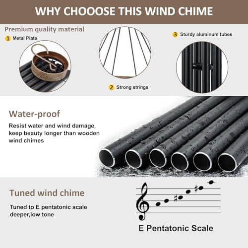 ASTARIN 36 Inch Wind Chimes for Outside, Tuned Metal Wind Chime for Outdoor Garden Patio, WindChimes Tuned Soothing Melodic Tones Windchimes Mom Dad Gift, All Metal Leaf Design Windchime - Thumbnail 3