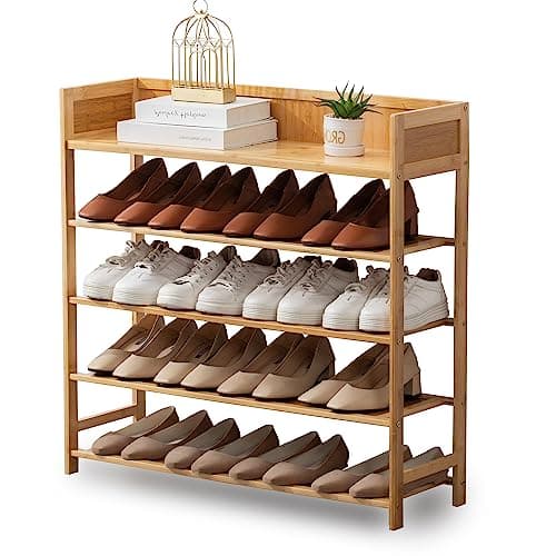 latifolia Bamboo Shoe Rack, 5-Tier Shoe Rack Organizer for Entryway Hallway Closet, Stackable(31.50''L) - Image 1
