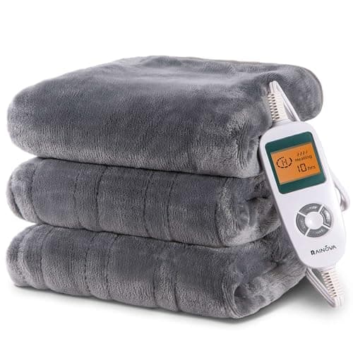 RAINOVA Heated Blanket Electric Throw, Electric Blanket-90''x100'', Soft Heating Blanket, 10-Level Heating, 10-Hour Auto-Off, Gifts for Parents and Elders, Gray, ETL & FCC Certified - Image 1