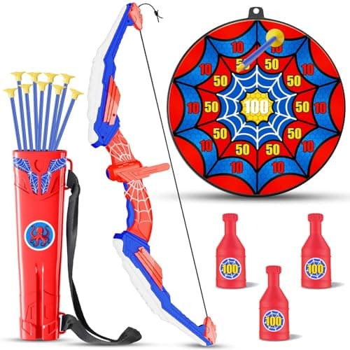 Kids Bow and Arrow Set LED Light Up Archery Set with 10 Suction Cup Arrows, 1 Archery Targets,3 Score Target for Kids Ages 3-12 Birthday Gifts Toys for 5 6 7 8 9 10 11 12 Year Old Boys Girls