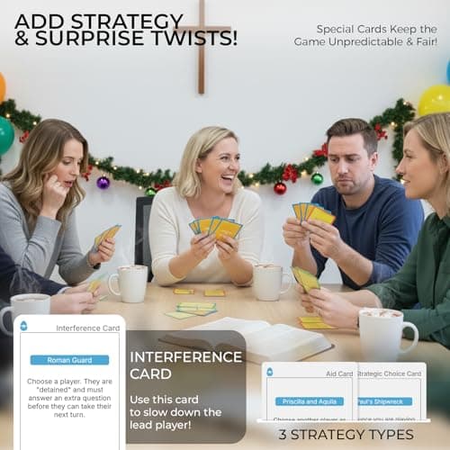 3-in-1 Bible Trivia & Activity Game for Kids & Adults - 300 Cards with Easy & Hard Questions - Fun Sunday School Lesson Bible Study, Family Night & Road Trip - Thumbnail 5