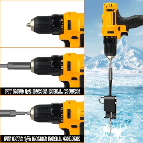 14pcs Ice Anchor Tool Kit, Universal Ice Fishing Anchor Tool with Ice Anchor Drill Adapter, 6Pcs Heavy Duty Tent Stakes, 6Pcs Rope Hanger, 1/4" Adapter Head for Setting Up Ice Fishing Shelter Tent - Thumbnail 5