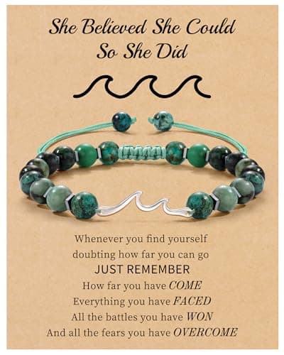 Wave Bracelet Inspirational Gifts for Women Green Natural Stone Bracelets Encouragement Gifts Bead Bracelet Birthday Gifts for Friend Alway Be Confident Spiritual Thoughtful Cheer Up Gift Jewelry - Image 1