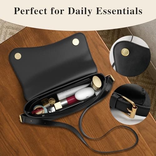 Shoulder Bag for Women Y2K Trendy Purse PU Leather Hobo Handbags Clutch Saddle Crossbody Underarm Bag (Black) - Thumbnail 3