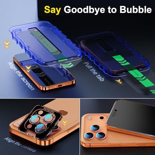 YWXTW 2 Pack for iPhone 17 Pro Max Matte Privacy Screen Protector 6.9 Inch + 1 Set Camera Lens Protector, Anti Spy Anti Glare 17 Pro Max Tempered Glass Film, Anti Fingerprint, Bubble Free - Thumbnail 2