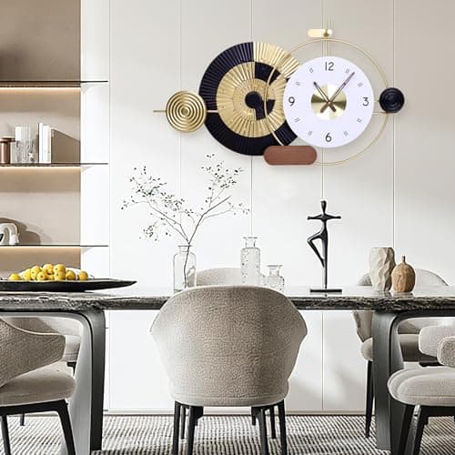 Tiuposr 36x21 Inch Decorative Wall Clock Battery Operated Silent Non-Ticking, Modern Abstract Analog Clocks for Home & Office Decor, Living Room, Bedroom, Kitchen - Thumbnail 4