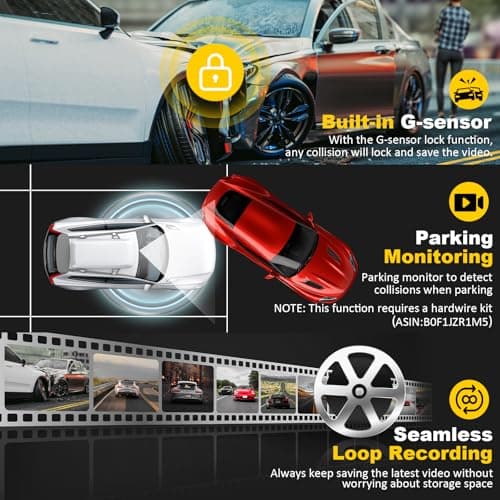 Dash Cam Front and Rear: 4K+2.5K Dual Channel Dash Cam-5GHz WiFi, GPS Dash Camera for Cars with 64GB Card, 2.0" IPS Screen, App Control,G-Sensor,Loop Recording,170°Wide Angle,Night Vision,Parking Mode - Thumbnail 5