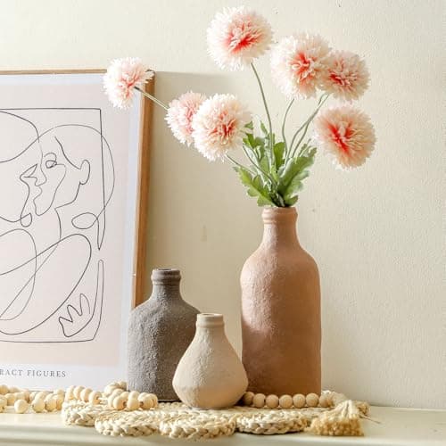 Ceramic Vase Set of 3, Vases Home Decor, Decorative Vases for Table, Boho Flower Vase Modern Neutral Vases for Room Decor, Table, Mantel,Entryway Living Room Kitchen Bedroom Bathroom - Brown - Thumbnail 6
