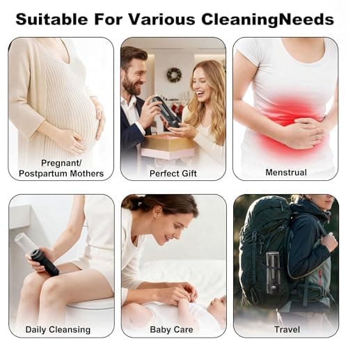 WeWi HLTH Portable Bidet for Travel | Bathroom - Rechargeable Electric Bidet Sprayer with 3 Pressure | Waterproof for Ultimate Personal Hygiene Cleaning at Home Office and Camping (Black) - Thumbnail 5