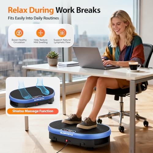 Vibration Plate Exercise Machine for Lymphatic Drainage & Weight Loss, Shake Plate with Resistance Bands, 120 Speed Levels, Remote Control, Full Body Workout, Compact Home Gym Equipment - Thumbnail 5