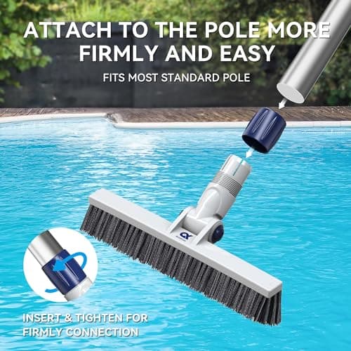 12" Pool Brush Head Cleaning Pool Wall &Waterline Tiles & Steps, Premium PP Bristles Pool Scrub Brushes for Small Inground Pools & Above-Ground Pools Spa Bathroom Hot Tub Fit Standard Pool Pole - Thumbnail 6