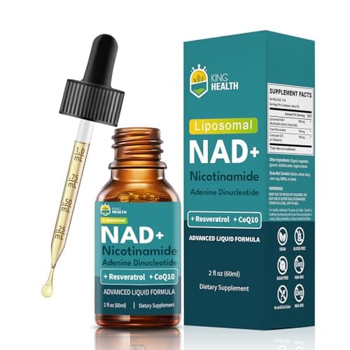 KingHealth CoQ10 100mg, Liposomal NAD+ 500mg, Resveratrol 150mg Liquid Supplements for Women & Men- Boost Energy & Anti-Aging - Vegan, Non-GMO, Gluten, Sugar-Free - 2 Fl Oz - Image 1