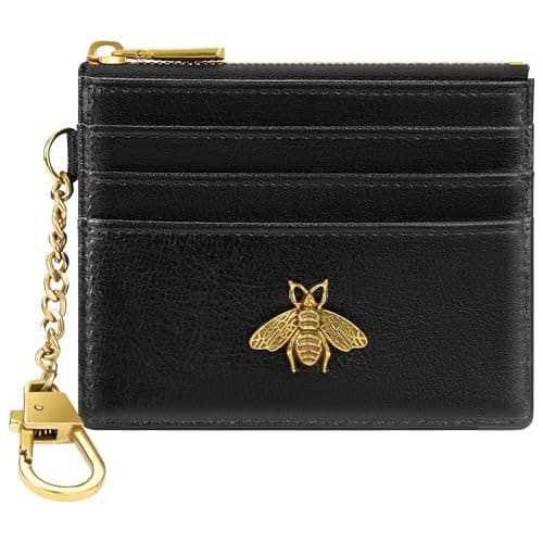 SEAVILIA Card Holder Keychain Wallet for Women with ID Window RFID Coin Purse Bee Gifts Slim Minimalist Small Wallet - Image 1