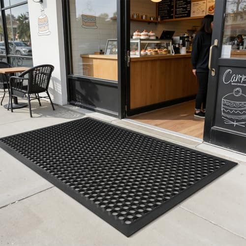 RESARE Commercial Door Mat Outside Entrance, Non Slip Waterproof Doormat, All Weather Front Door-Mat Heavy Duty Welcome Mat-Outdoor Stain Resist Rubber Mat for Garage Kitchen Floor (Black, 32"x47") - Image 1