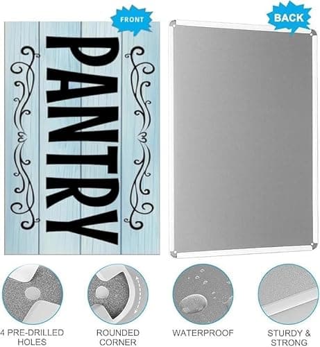 Carastora Vintage Pantry Wall Sign – Metal Tin Kitchen and Home Décor, Farmhouse Rustic Style for Bar, Café or Room Door, 12 x 8 Inches - Thumbnail 5