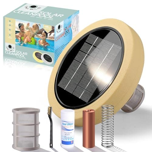 Solar Pool Ionizer for Above Ground, Floating Copper Pool Cleaner Purifier Cuts Chlorine by 85% Works for Pools Up to 45,000 Gal, Swimming Pools Water Cleaner for in-ground Pools and spas (Yellow) - Image 1