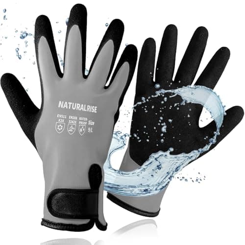 100% Waterproof Gloves for Men & Women,Winter Work Gloves for Cold Weather,Waterproof Work Gloves with Grip,Winter Freezer Gloves for Working,Gardening, Fishing, Construction Worker (Grey,Medium) - Image 1