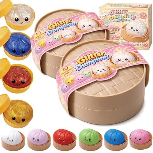Vimilove Glitter Dumpling Squishy - Random Glitter Dumpling Box, 10 Colors Dumplings Squishy Toy, More Surprises (Random-2PCS) - Image 1