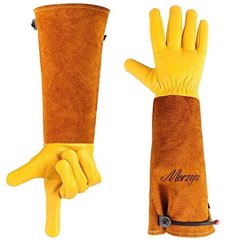 Gardening Gloves for Men&Women, [2024 Updated] Professional Rose Pruning Gloves Thorn Proof, Adjustable Cuff, Breathable Leather Cowhide Long Garden Gloves,Garden Gifts & Tools for Gardener,Yard Work