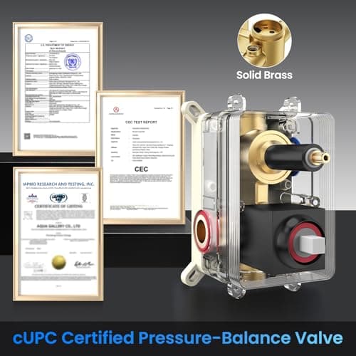 Orovessina Shower Faucet Set, 12" Ceiling Mount Rainfall Shower System with 2 Rain Shower Heads, 2-in-1 Handheld, Solid Brass Pressure Balancing Shower Valve and Trim Kit, Matte Black - Thumbnail 4