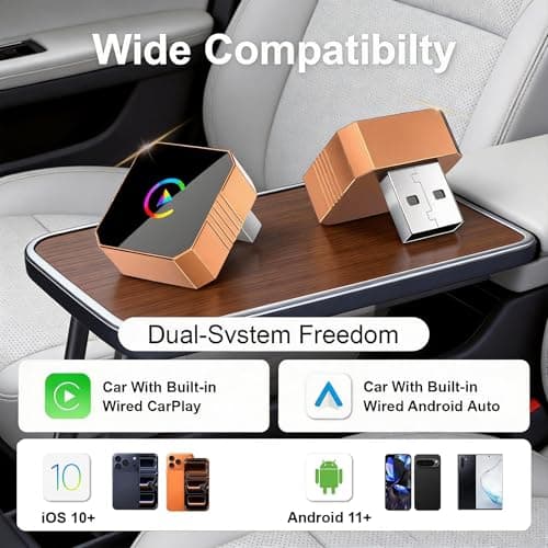 fintaps 2026 Mini Wireless CarPlay Adapter for iPhone,2-in-1 Wired to Wireless for Android&CarPlay Auto,Plug and Play Fast & Stable Connection,Zero Delay Car Play for iOS 10+, Android 11+ - Thumbnail 5