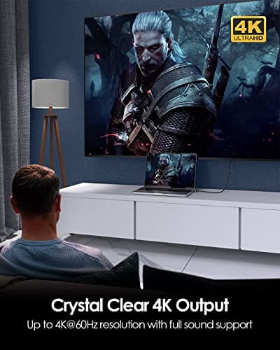 LENTION 6FT USB C to DisplayPort Cable Adapter (4K@60Hz,2K@165Hz), Type C to DisplayPort Cord Compatible with 2025-2016 MacBook Pro/Air, 2026 MacBook Neo, iPad/Surface/Mac mini,Dell(2M,Gray) - Thumbnail 6