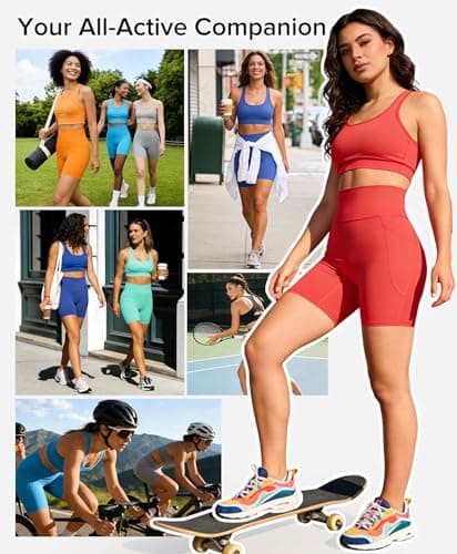 BRXL Womens Biker Shorts with Pockets No Front Seam High Waist Tummy Control Compression Shorts for Workout Yoga Gym Exercise Grey X-Small - Thumbnail 2