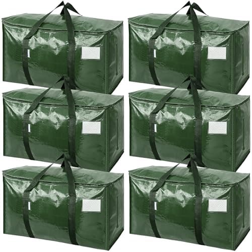 TICONN 6 Pack Extra Large Moving Bags Heavy Duty with Zippers & Carrying Handles, Durable Storage Bags Moving Boxes for Closet Organizers and Storage (6 Pack, Olive) - Image 1