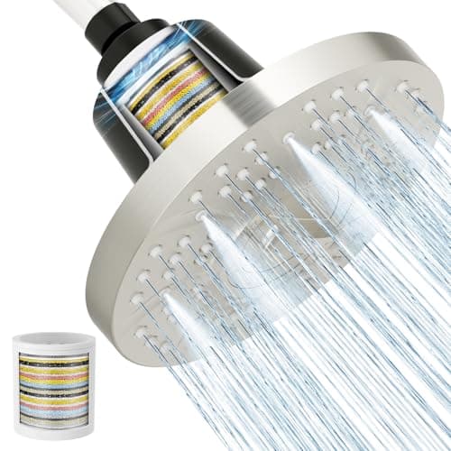 SR SUN RISE Filtered Shower Head with Filters, 20-Stage Shower Head Filter for Hard Water, High Pressure Showerhead with Easy-Replace Cartridge to Remove Chlorine (7-Inch, Brushed Nickel) - Image 1