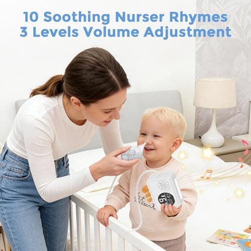 Nasal Aspirator for Baby, Nose Sucker with 9 Suction Levels, Electric Snot Sucker, 3 Levels Night Light & Nursery Rhyme Soothing Function, Food-Grade Silicone Tips - Thumbnail 4