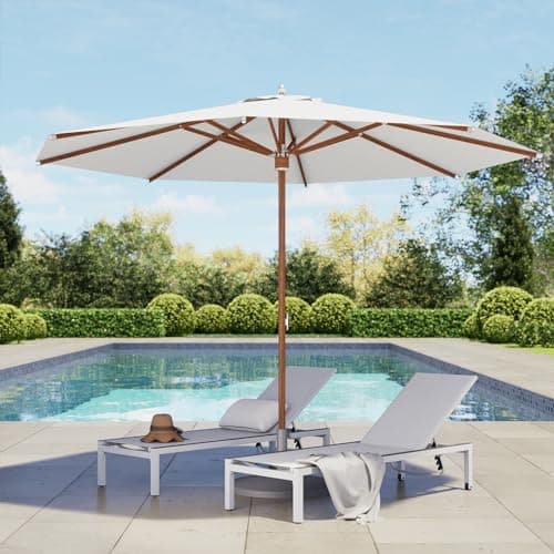 Grand patio 11 FT 10-Year-Non-Fading Patio Umbrella, Outdoor Umbrella with 8 Faux-Wood Grain Aluminum Ribs, Market Umbrella with Pulley Lift, Ventilation, Waterproof for Poolside, Deck, Backyard, Gray Fabric - Image 1