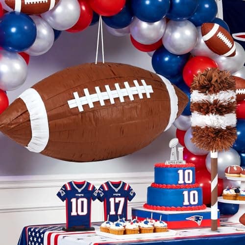 Football Pinata, Large Piñata with a Blindfold, Bat, Rope for Tailgate Party Supplies, Boy Birthday Party, Sport Theme Party Decoration - Thumbnail 2