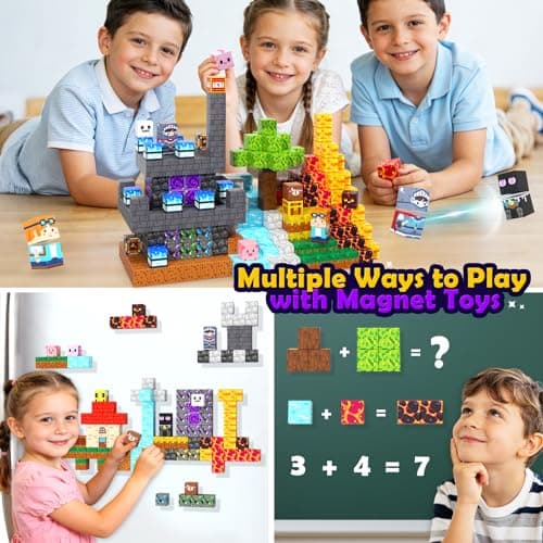 Soyee Magnetic Blocks 200 PCS - Magnetic Building Cubes Toys Build Mine Magworld Craft Cubes Portal Theme STEM Toys for Kids Ages 3-5 4-8 8-12 Birthday Gifts Boys Toys Ages 6-8 - Thumbnail 6