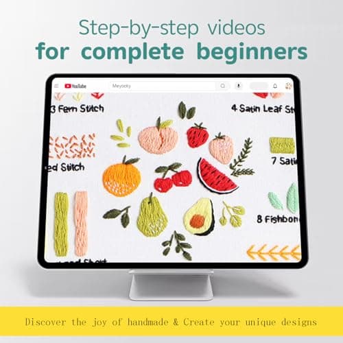 Meyocky Embroidery Kit for Beginners, 4 Pack Starter Embroidery Kits for Adults Learn 31 Stitches with Simple Patterns, Step-by-Step Video Stitch Practice Sampler Kit,Gift for Women Craft Lovers - Thumbnail 3