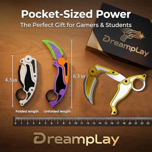 Fidget Claw Toy with Soft Silicone Blade, Plastic Karambit Practice Toy for Finger Spinning, 3D Printed Style Folding Pocket Spinner for Teens and Adults (Purple) - Thumbnail 5